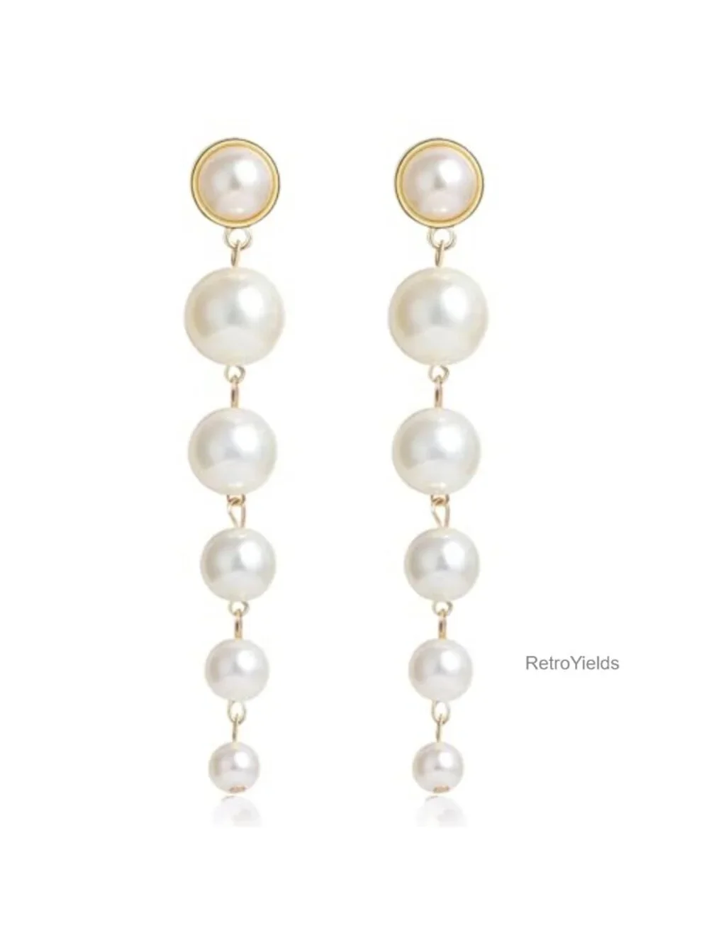 Gold Pearl Drop Earrings for Women | Elegant Faux Pearl Dangle Earrings |